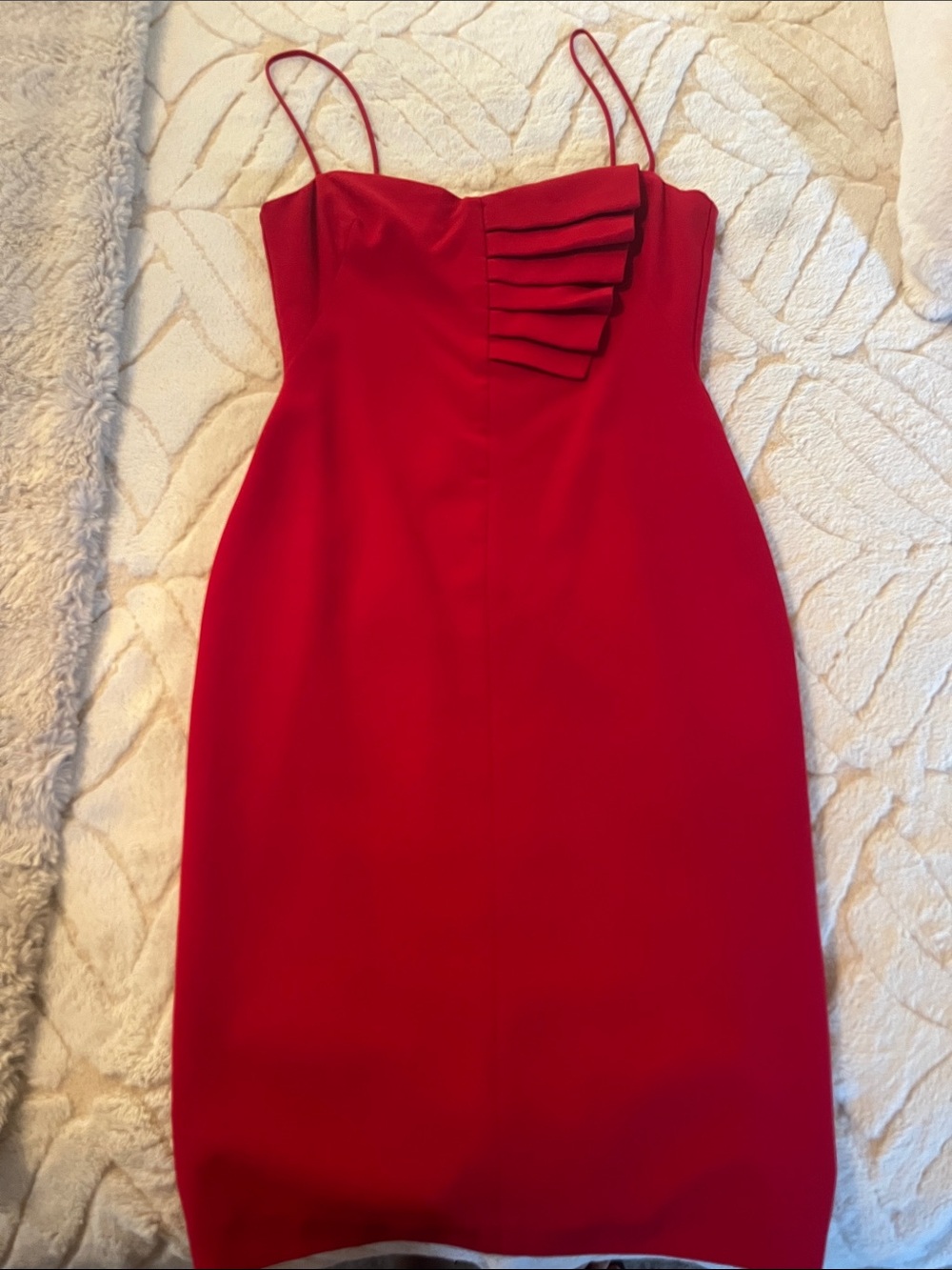 Black Halo Red Ruched Bust Spaghetti-Strap Mini Dress